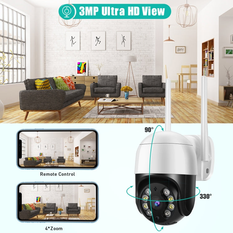 QX29 3.0MP HD WiFi IP Camera, Support Night Vision & Motion Detection & Two Way Audio & TF Card, EU Plug by bashfashion