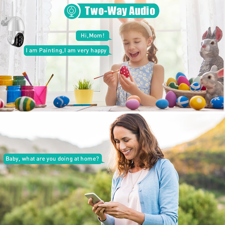 QX33 1080P Panoramic PTZ 360 Degree Rotating WIFI Camera, Support Day and Night Full Color & Two-way Voice Intercom & Motion Detection Alarm & Video Playback & 64GB TF Card，EU Plug by bashfashion