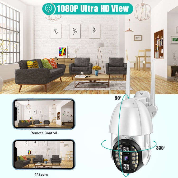 QX33 1080P Panoramic PTZ 360 Degree Rotating WIFI Camera, Support Day and Night Full Color & Two-way Voice Intercom & Motion Detection Alarm & Video Playback & 64GB TF Card, AU Plug by bashfashion