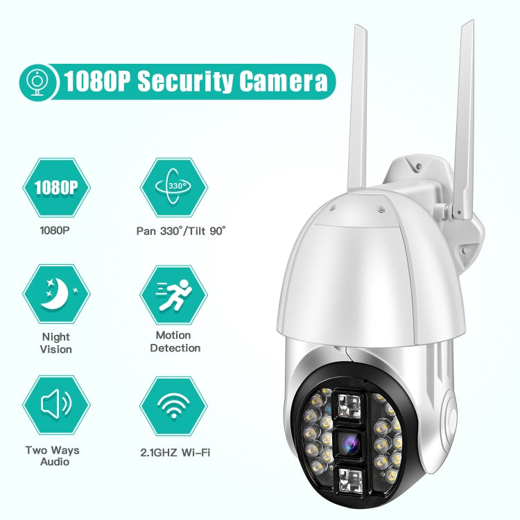 QX33 1080P Panoramic PTZ 360 Degree Rotating WIFI Camera, Support Day and Night Full Color & Two-way Voice Intercom & Motion Detection Alarm & Video Playback & 64GB TF Card, US Plug by bashfashion