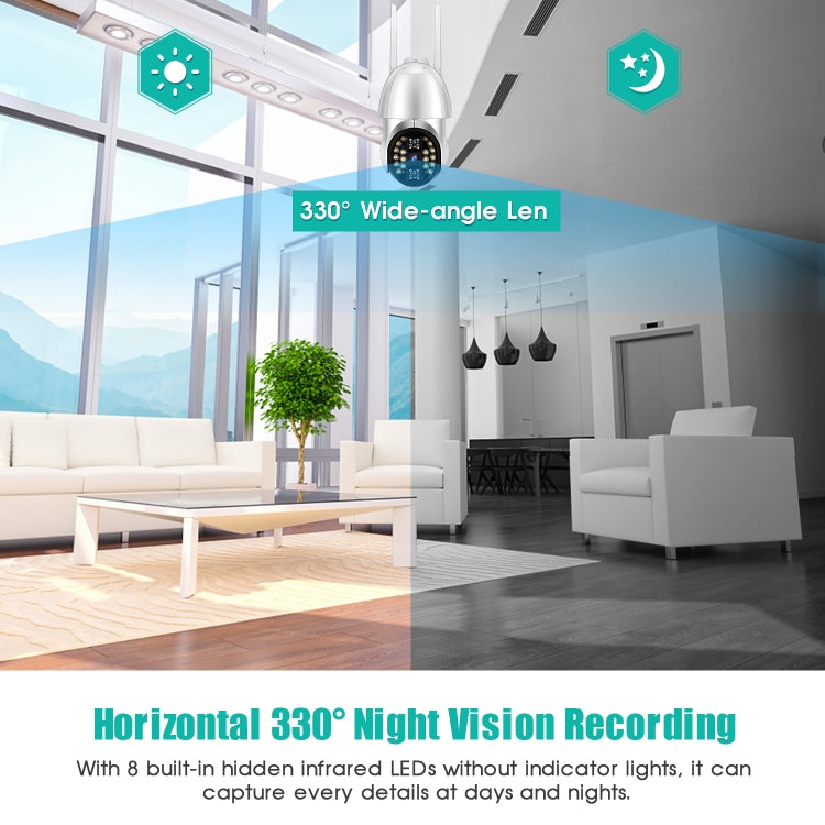 QX33 1080P Panoramic PTZ 360 Degree Rotating WIFI Camera, Support Day and Night Full Color & Two-way Voice Intercom & Motion Detection Alarm & Video Playback & 64GB TF Card, UK Plug by bashfashion