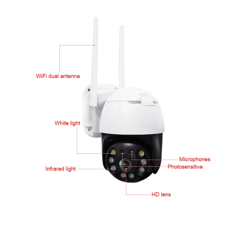 QX36 1080P 3.0MP 3.6mm Lens IP65 Waterproof PTZ 360 Degree Rotating WIFI Camera, Support Day and Night Full Color & Two-way Voice Intercom & Motion Humanoid Detection & Video Playback & 128GB TF Card, US Plug by bashfashion