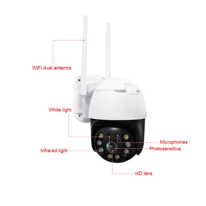 QX36 1080P 3.0MP 3.6mm Lens IP65 Waterproof PTZ 360 Degree Rotating WIFI Camera, Support Day and Night Full Color & Two-way Voice Intercom & Motion Humanoid Detection & Video Playback & 128GB TF Card, US Plug by bashfashion