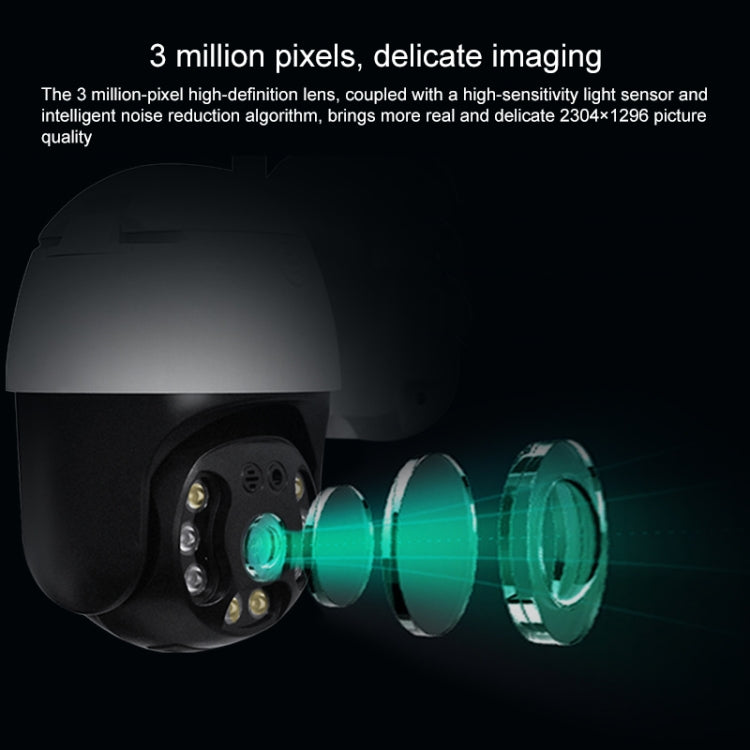 QX36 1080P 3.0MP 3.6mm Lens IP65 Waterproof PTZ 360 Degree Rotating WIFI Camera, Support Day and Night Full Color & Two-way Voice Intercom & Motion Humanoid Detection & Video Playback & 128GB TF Card, US Plug by bashfashion