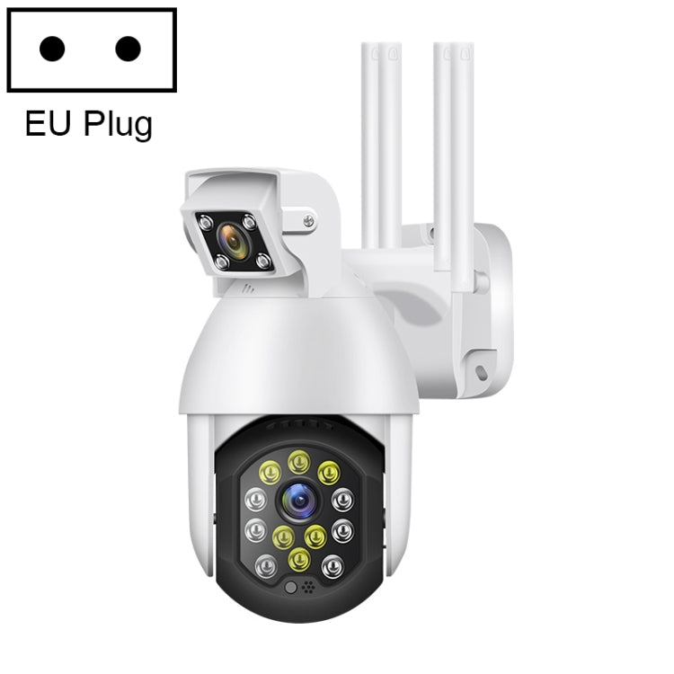 QX41 1080P 2.0MP Dual Lens IP66 Waterproof Panoramic PTZ WIFI Camera, Support Day and Night Full Color & Two-way Voice Intercom & Smart Alarm & Video Playback & 128GB TF Card, EU Plug by bashfashion
