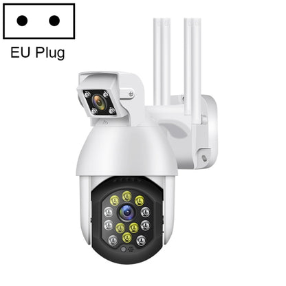 QX41 1080P 2.0MP Dual Lens IP66 Waterproof Panoramic PTZ WIFI Camera, Support Day and Night Full Color & Two-way Voice Intercom & Smart Alarm & Video Playback & 128GB TF Card, EU Plug by bashfashion
