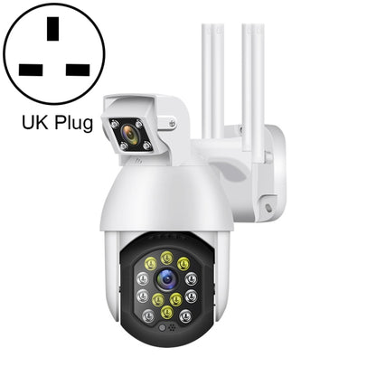 QX41 1080P 2.0MP Dual Lens IP66 Waterproof Panoramic PTZ WIFI Camera, Support Day and Night Full Color & Two-way Voice Intercom & Smart Alarm & Video Playback & 128GB TF Card, UK Plug by bashfashion