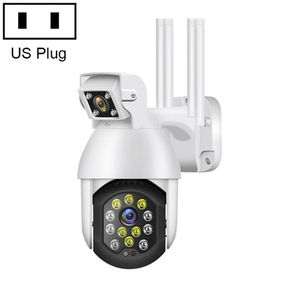 QX41 1080P 2.0MP Dual Lens IP66 Waterproof Panoramic PTZ WIFI Camera, Support Day and Night Full Color & Two-way Voice Intercom & Smart Alarm & Video Playback & 128GB TF Card, US Plug by bashfashion