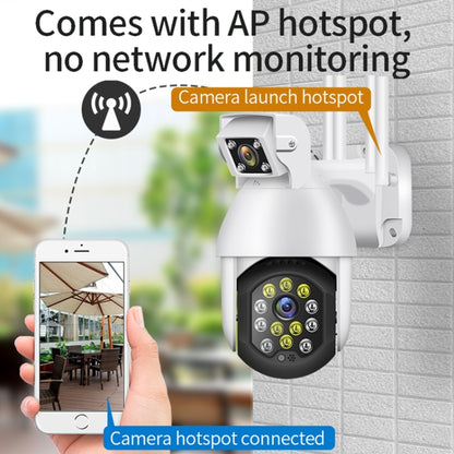 QX41 1080P 2.0MP Dual Lens IP66 Waterproof Panoramic PTZ WIFI Camera, Support Day and Night Full Color & Two-way Voice Intercom & Smart Alarm & Video Playback & 128GB TF Card, UK Plug by bashfashion