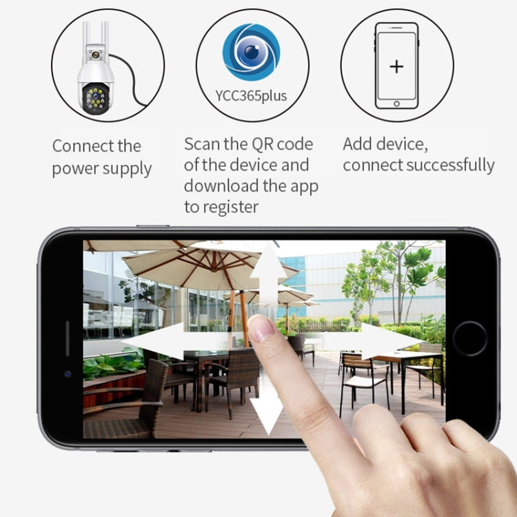 QX41 1080P 2.0MP Dual Lens IP66 Waterproof Panoramic PTZ WIFI Camera, Support Day and Night Full Color & Two-way Voice Intercom & Smart Alarm & Video Playback & 128GB TF Card, AU Plug by bashfashion