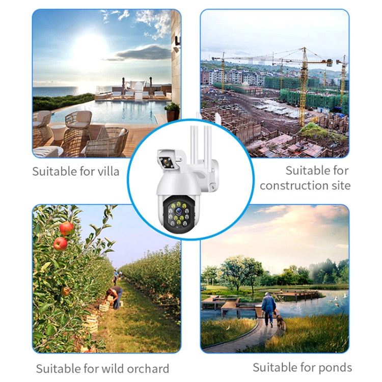 QX41 1080P 2.0MP Dual Lens IP66 Waterproof Panoramic PTZ WIFI Camera, Support Day and Night Full Color & Two-way Voice Intercom & Smart Alarm & Video Playback & 128GB TF Card, US Plug by bashfashion