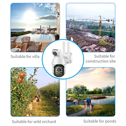 QX41 1080P 2.0MP Dual Lens IP66 Waterproof Panoramic PTZ WIFI Camera, Support Day and Night Full Color & Two-way Voice Intercom & Smart Alarm & Video Playback & 128GB TF Card, AU Plug by bashfashion