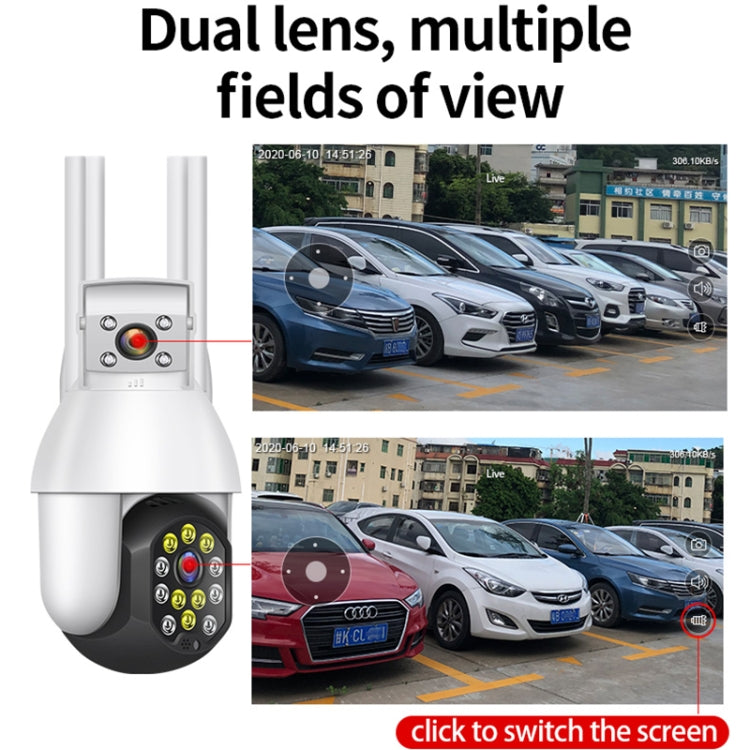 QX41 1080P 2.0MP Dual Lens IP66 Waterproof Panoramic PTZ WIFI Camera, Support Day and Night Full Color & Two-way Voice Intercom & Smart Alarm & Video Playback & 128GB TF Card, US Plug by bashfashion