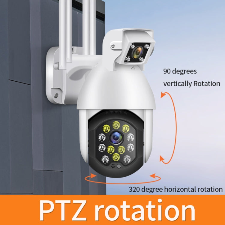 QX41 1080P 2.0MP Dual Lens IP66 Waterproof Panoramic PTZ WIFI Camera, Support Day and Night Full Color & Two-way Voice Intercom & Smart Alarm & Video Playback & 128GB TF Card, UK Plug by bashfashion