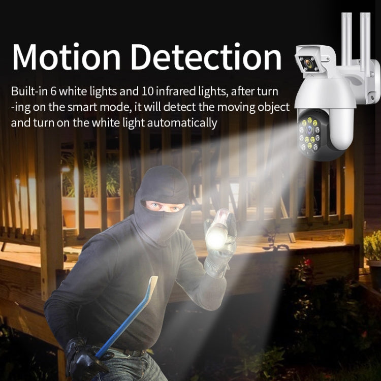QX41 1080P 2.0MP Dual Lens IP66 Waterproof Panoramic PTZ WIFI Camera, Support Day and Night Full Color & Two-way Voice Intercom & Smart Alarm & Video Playback & 128GB TF Card, US Plug by bashfashion