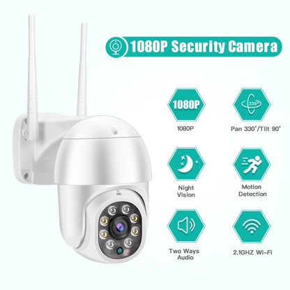 QX43-2 1080P 2.0MP Lens IP66 Waterproof PTZ Rotating WIFI Camera, Support Infrared Night Vision & Two-way Voice Intercom & Motion Detection & 128GB TF Card, UK Plug by bashfashion