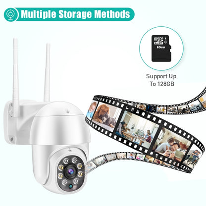 QX43-2 1080P 2.0MP Lens IP66 Waterproof PTZ Rotating WIFI Camera, Support Infrared Night Vision & Two-way Voice Intercom & Motion Detection & 128GB TF Card, EU Plug by bashfashion