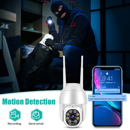 QX43-2 1080P 2.0MP Lens IP66 Waterproof PTZ Rotating WIFI Camera, Support Infrared Night Vision & Two-way Voice Intercom & Motion Detection & 128GB TF Card, UK Plug by bashfashion
