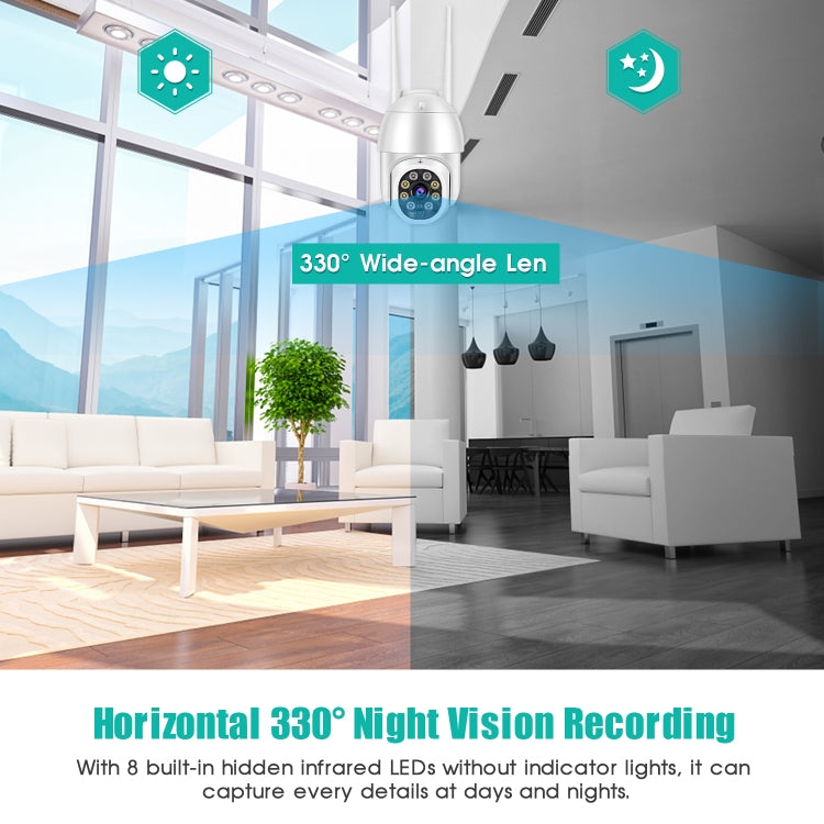 QX43-2 1080P 2.0MP Lens IP66 Waterproof PTZ Rotating WIFI Camera, Support Infrared Night Vision & Two-way Voice Intercom & Motion Detection & 128GB TF Card, US Plug by bashfashion