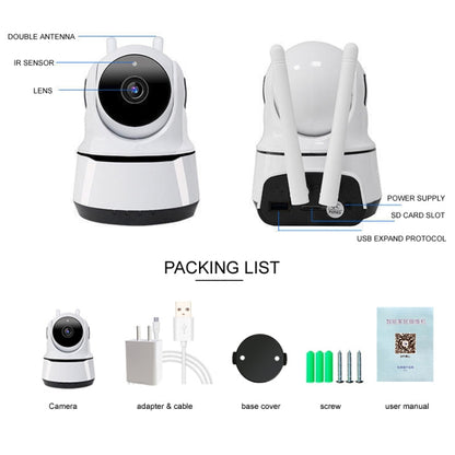 PAF200 2MP 1080P HD Wireless IP Camera, Support Motion Detection & Infrared Night Vision & TF Card(US Plug) by bashfashion