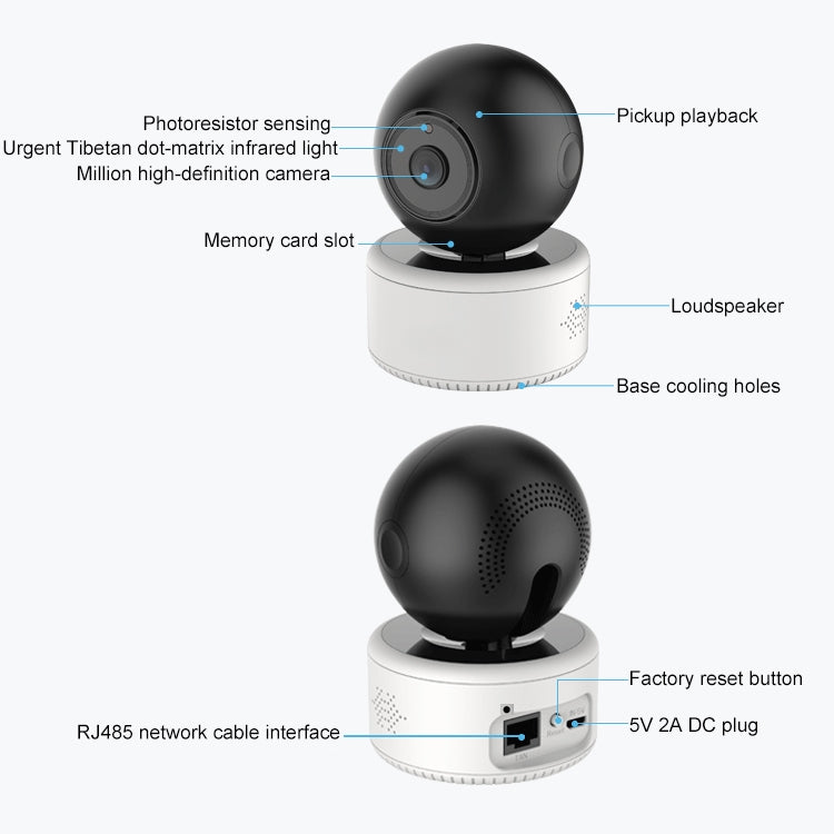 YT46 HD Wireless Indoor Network Shaking Head Camera, Support Motion Detection & Infrared Night Vision & Micro SD Card, EU Plug by bashfashion