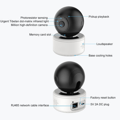 YT46 HD Wireless Indoor Network Shaking Head Camera, Support Motion Detection & Infrared Night Vision & Micro SD Card, US Plug by bashfashion