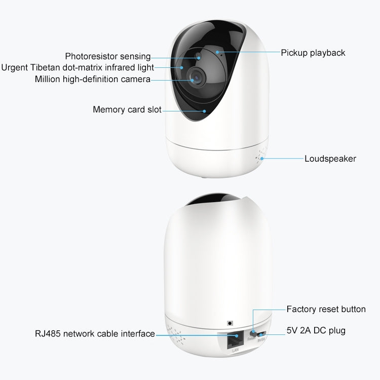 YT47 HD Wireless Indoor Network Shaking Head Camera, Support Motion Detection & Infrared Night Vision & Micro SD Card, US Plug by bashfashion