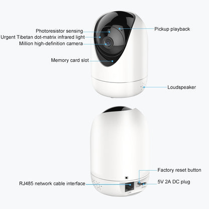 YT47 HD Wireless Indoor Network Shaking Head Camera, Support Motion Detection & Infrared Night Vision & Micro SD Card, US Plug by bashfashion