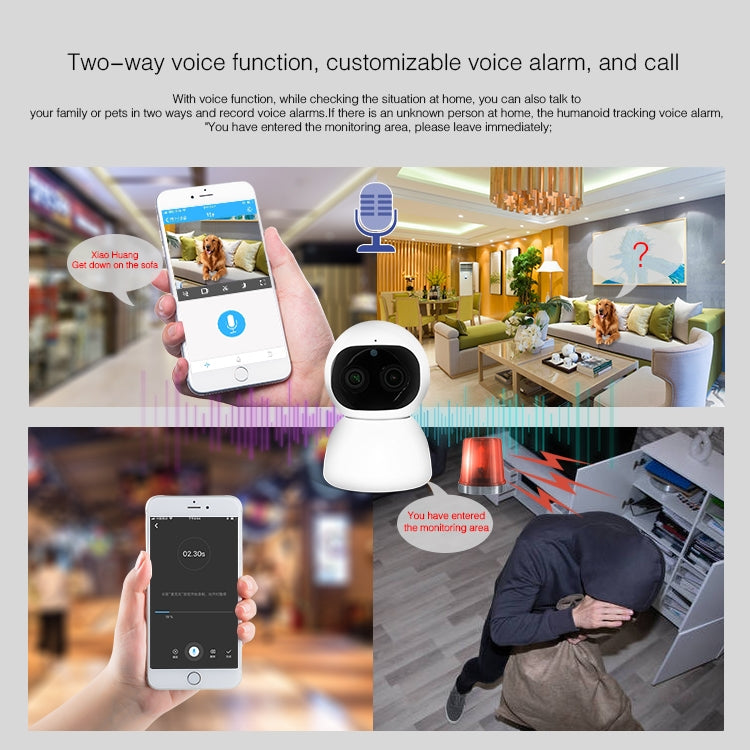YT48 HD Wireless Indoor Network Shaking Head Binocular Camera, Support Motion Detection & Infrared Night Vision & Micro SD Card, AU Plug by bashfashion