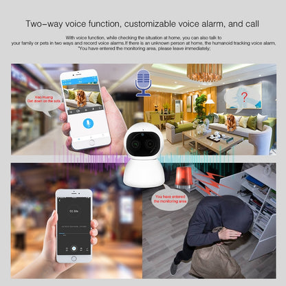 YT48 HD Wireless Indoor Network Shaking Head Binocular Camera, Support Motion Detection & Infrared Night Vision & Micro SD Card, US Plug by bashfashion