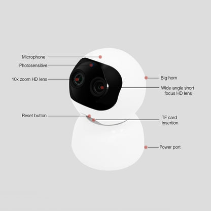 YT48 HD Wireless Indoor Network Shaking Head Binocular Camera, Support Motion Detection & Infrared Night Vision & Micro SD Card, AU Plug by bashfashion