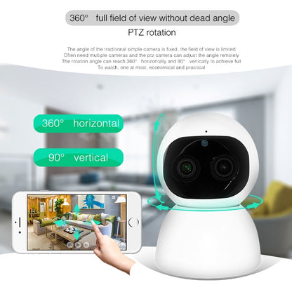 YT48 HD Wireless Indoor Network Shaking Head Binocular Camera, Support Motion Detection & Infrared Night Vision & Micro SD Card, AU Plug by bashfashion