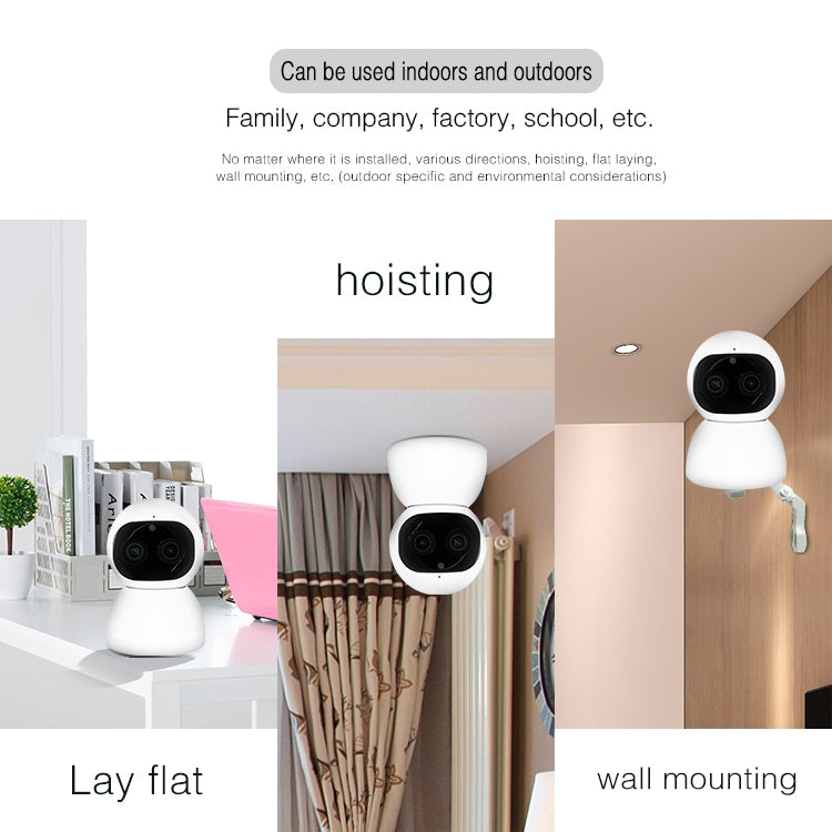 YT48 HD Wireless Indoor Network Shaking Head Binocular Camera, Support Motion Detection & Infrared Night Vision & Micro SD Card, EU Plug by bashfashion
