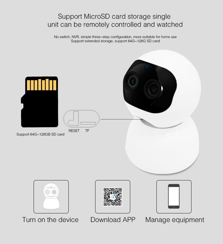 YT48 HD Wireless Indoor Network Shaking Head Binocular Camera, Support Motion Detection & Infrared Night Vision & Micro SD Card, AU Plug by bashfashion
