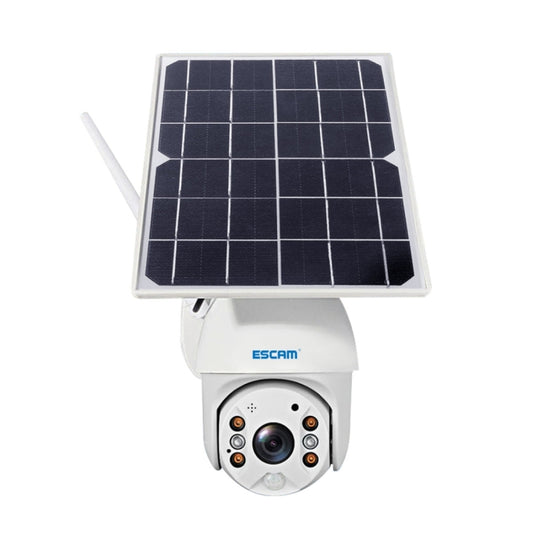 ESCAM QF280 HD 1080P IP66 Waterproof WiFi Solar Panel PT IP Camera with Battery, Support Night Vision / Motion Detection / TF Card / Two Way Audio (White) by ESCAM