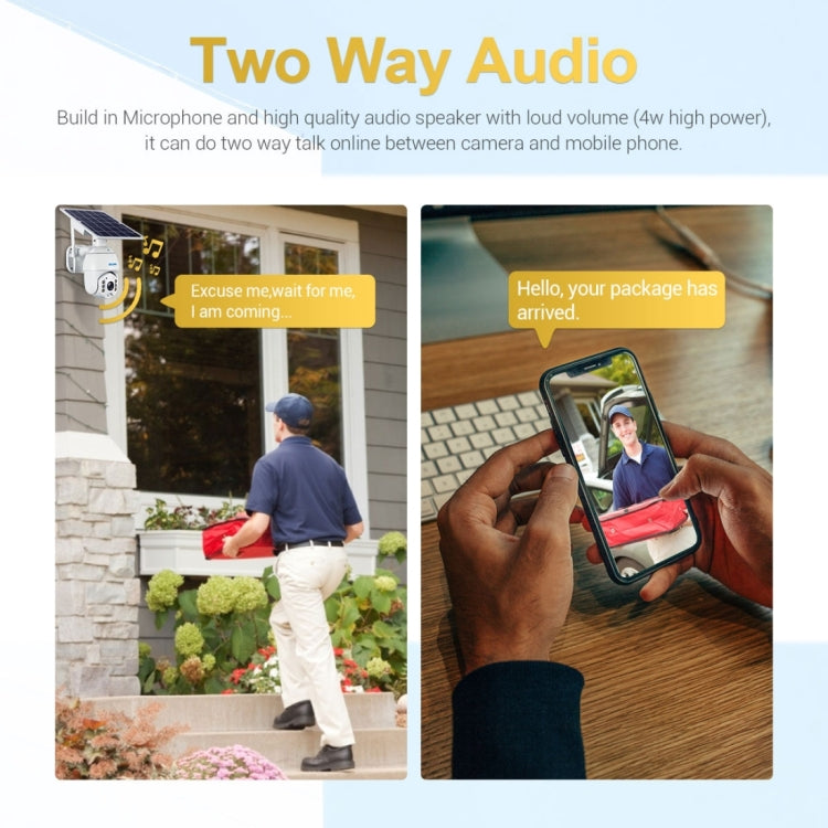 ESCAM QF280 HD 1080P IP66 Waterproof WiFi Solar Panel PT IP Camera with Battery, Support Night Vision / Motion Detection / TF Card / Two Way Audio (White) by ESCAM