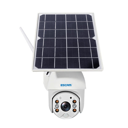 ESCAM QF480 US Version HD 1080P IP66 Waterproof 4G Solar Panel PT IP Camera with Battery, Support Night Vision / Motion Detection / TF Card / Two Way Audio (White) by ESCAM