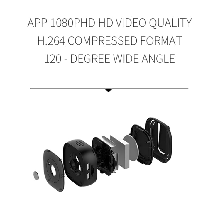 H9 Mini HD 1280 x 720P 120 Degree Wide Angle Wearable Smart Wireless WiFi Surveillance Camera(Black) by bashfashion