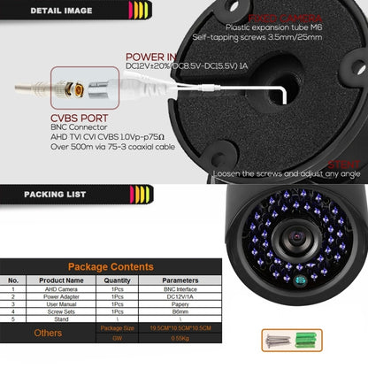TV-635H2/A IP66 Waterproof 1920x1080P AHD Camera, 1/2.7 inch 2MP CMOS Sensor Lens, Motion Detection, 20m IR Night Vision, CE & RoHS Certificated(Black) by bashfashion