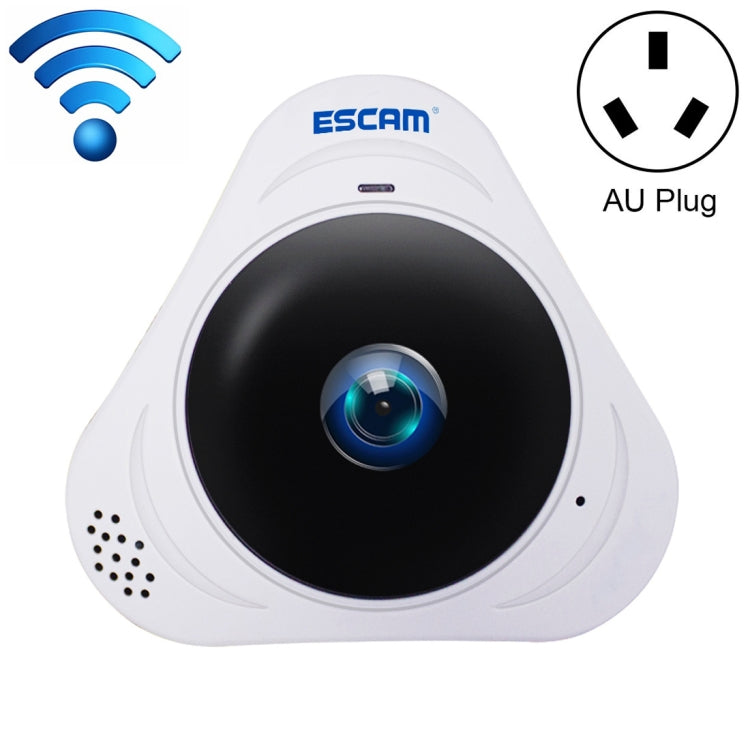 ESCAM Q8 960P 360 Degrees Fisheye Lens 1.3MP WiFi IP Camera, Support Motion Detection / Night Vision, IR Distance: 5-10m, AU Plug(White) by ESCAM