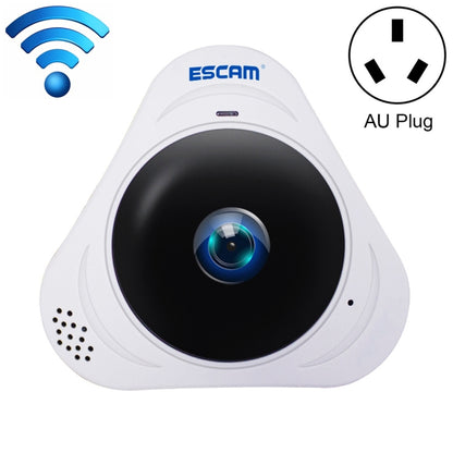 ESCAM Q8 960P 360 Degrees Fisheye Lens 1.3MP WiFi IP Camera, Support Motion Detection / Night Vision, IR Distance: 5-10m, AU Plug(White) by ESCAM