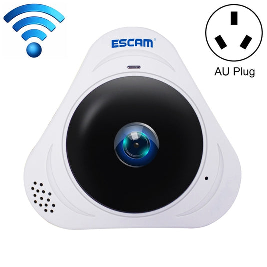 ESCAM Q8 960P 360 Degrees Fisheye Lens 1.3MP WiFi IP Camera, Support Motion Detection / Night Vision, IR Distance: 5-10m, AU Plug(White) by ESCAM