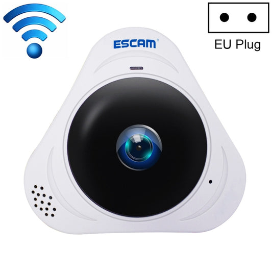 ESCAM Q8 960P 360 Degrees Fisheye Lens 1.3MP WiFi IP Camera, Support Motion Detection / Night Vision, IR Distance: 5-10m, EU Plug(White) by ESCAM
