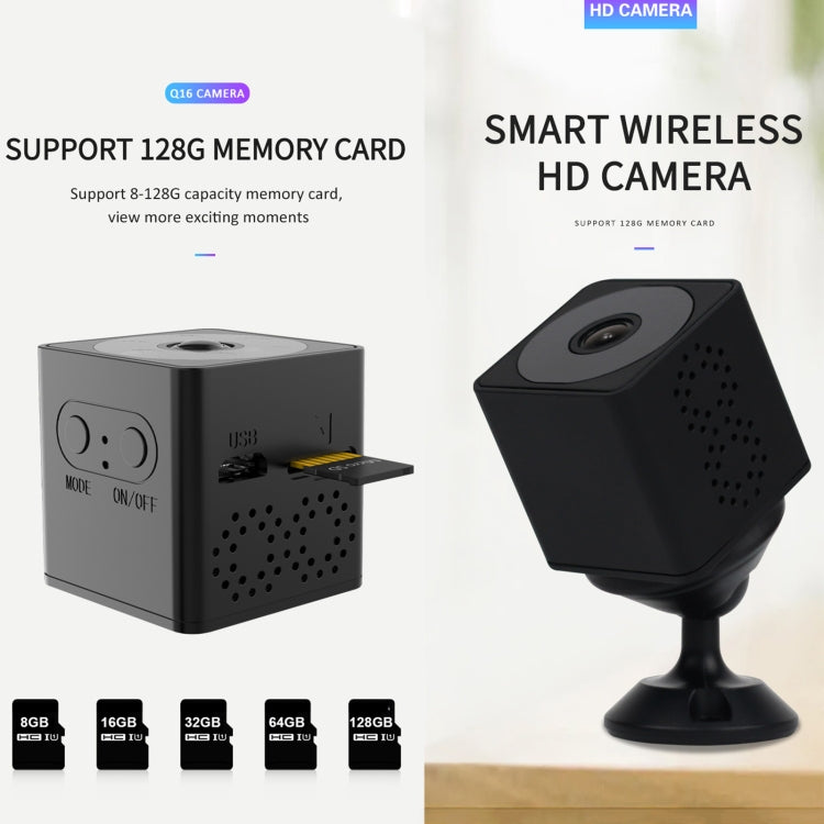Q16 Mini WiFi Wireless Network Action Camera Wide-angle Recorder with Night Vision and Motion Detection (Black) by bashfashion