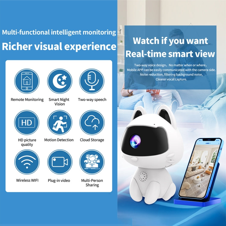 K9 Cute Pets Smart Home Camera, Support Night Vision & Two-way Voice & Motion Detection (White) by bashfashion