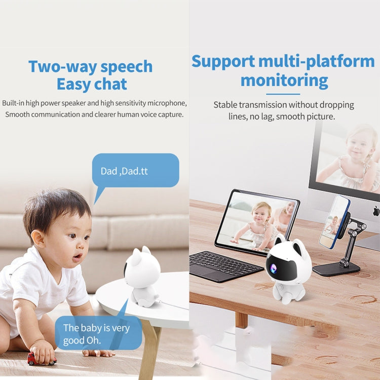 K9 Cute Pets Smart Home Camera, Support Night Vision & Two-way Voice & Motion Detection (White) by bashfashion