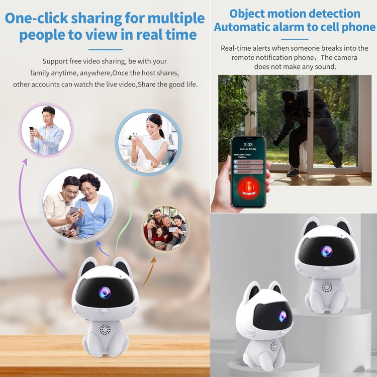 K9 Cute Pets Smart Home Camera, Support Night Vision & Two-way Voice & Motion Detection (White) by bashfashion