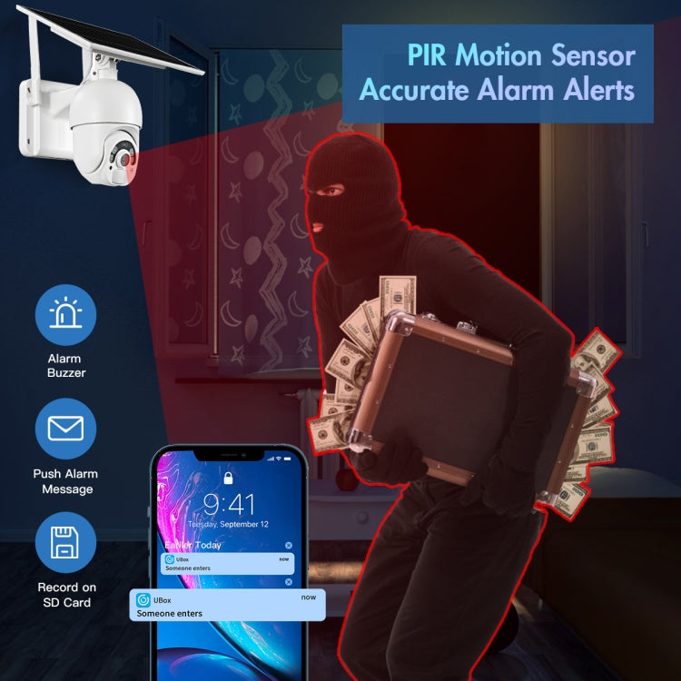 T22 1080P Full HD Solar Powered WiFi Camera, Support PIR Alarm, Night Vision, Two Way Audio, TF Card by bashfashion