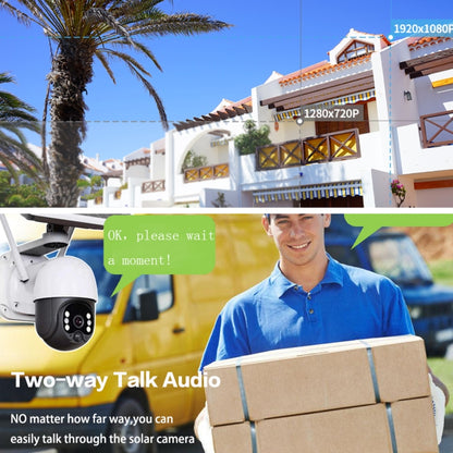 T23 2288 x 1288P Full HD Solar Powered WiFi Camera, Support PIR Alarm, Night Vision, Two Way Audio, TF Card by bashfashion