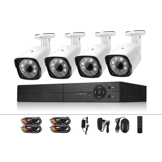 A4B3 / Kit 4CH 1080N Surveillance DVR System and 720P 1.0MP HD Weatherproof CCTV Bullet Camera, Support Infrared Night Vision & P2P & QR Code Scan Remote Access(White) by bashfashion